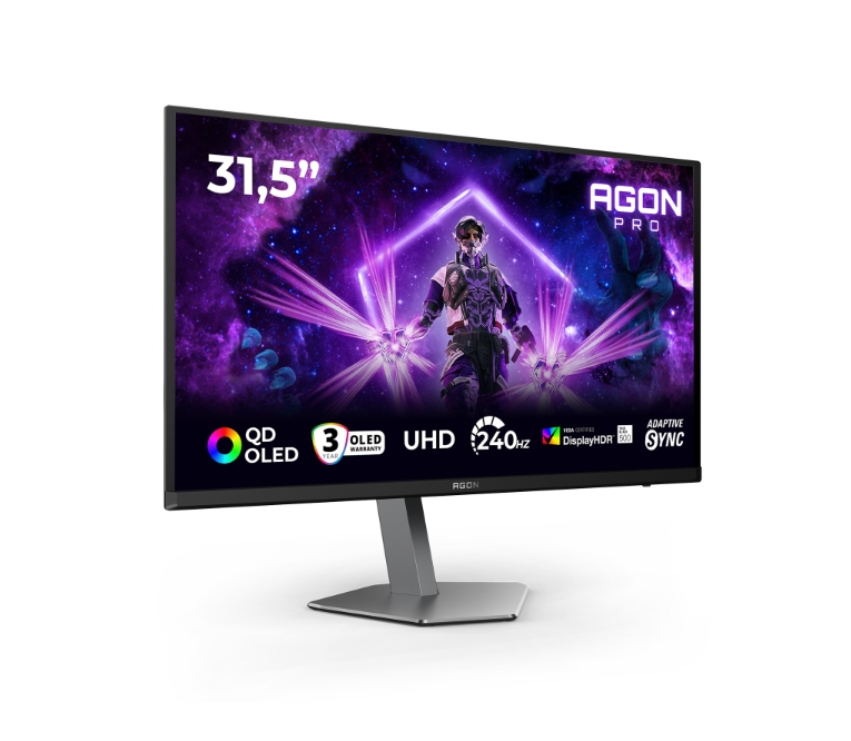 Монитор AOC AG326UZD2, 31.5 QD‑OLED, 4K UHD, 240Hz, 0.03 ms GTG, HDR10, Adaptive Sync, HDMI, DP, USB hub, KVMaoc