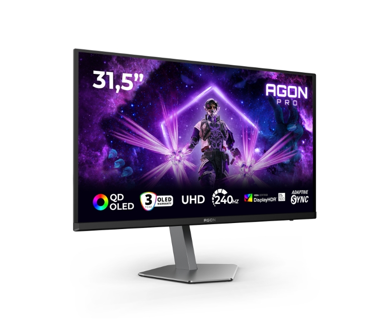 Монитор AOC AG326UZD2, 31.5 QD‑OLED, 4K UHD, 240Hz, 0.03 ms GTG, HDR10, Adaptive Sync, HDMI, DP, USB hub, KVMaoc