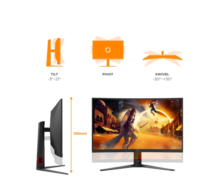 Monitor AOC C32G4Z, 31.5, Curved VA, FHD, 260Hz OC, 1ms, Adaptive Sync, HDMI, DP