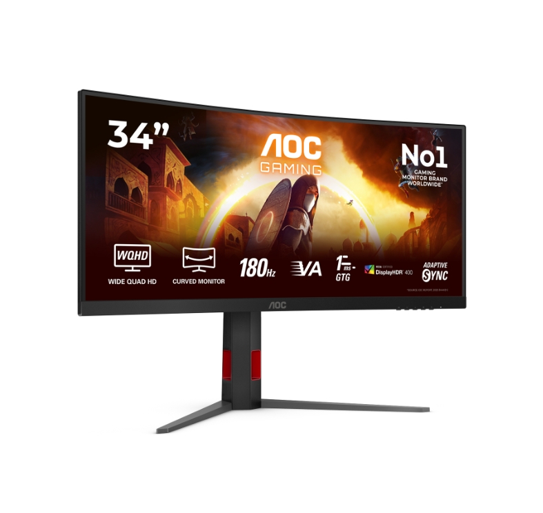 Монитор AOC CU34G4CA, 34, Curved Fast VA, WQHD, 180Hz, 1ms, Adaptive Sync, USB Hub, HDMI, DP
