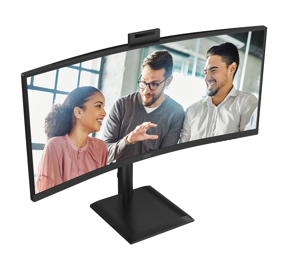 Монитор AOC CU34E4CW, 34, Curved VA, WQHD, 120Hz, 4ms, Webcam 5MP, USB Hub, KVM, RJ45, HDMI, DP
