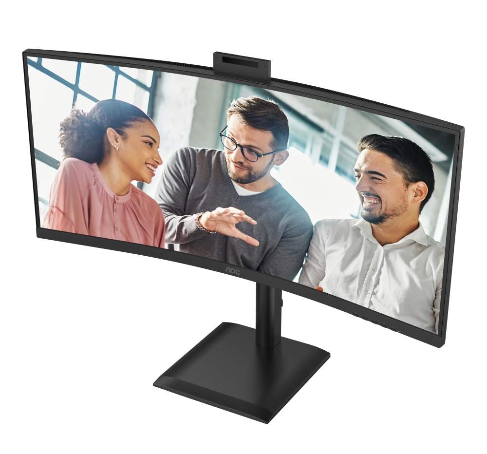 Монитор AOC CU34E4CW, 34, Curved VA, WQHD, 120Hz, 4ms, Webcam 5MP, USB Hub, KVM, RJ45, HDMI, DP
