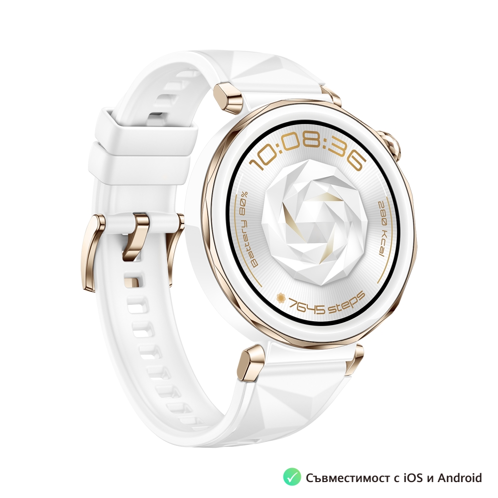 Смарт часовник Huawei Watch GT5 Pro Jana‑B29F 1.32 AMOLED бял флуороеластомер + Huawei FreeBuds SE 3