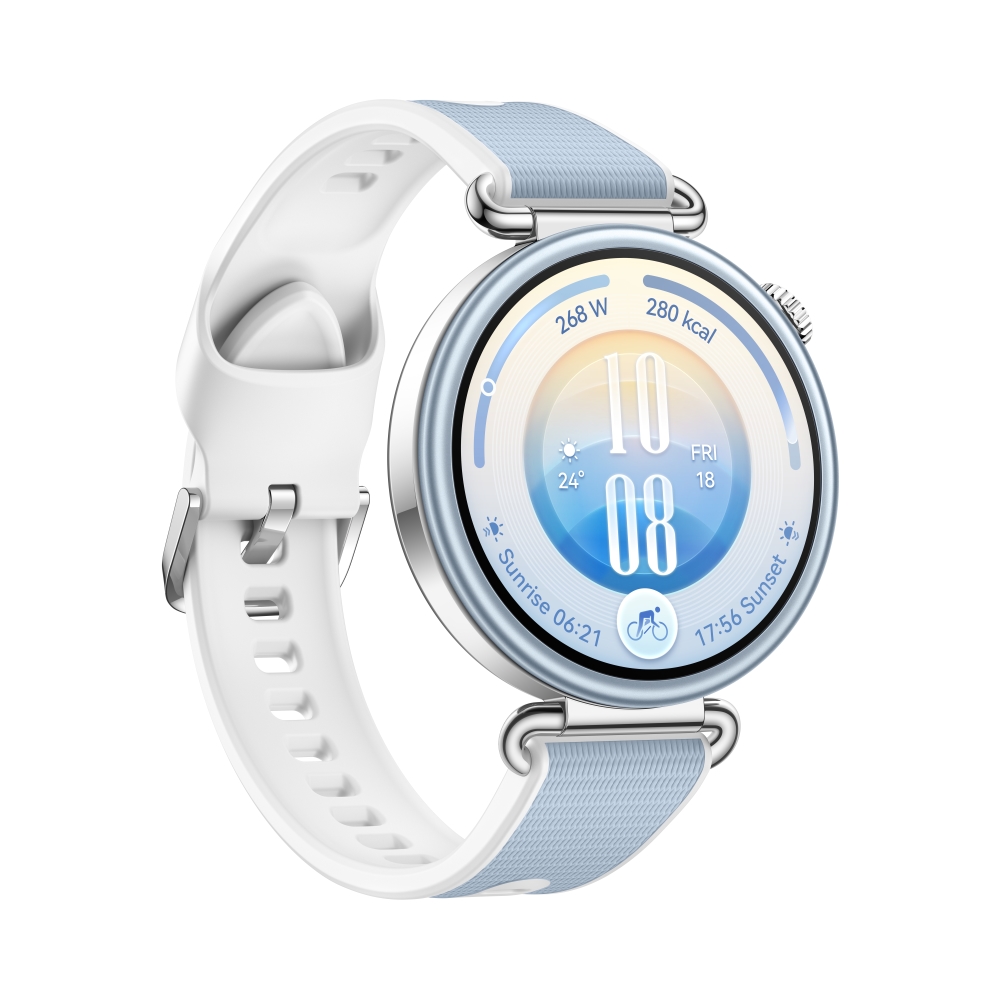 Смарт часовник Huawei Watch GT 7 Konsu‑B39FB, синьо-бяла флуороеластомерна каишка + слушалки Huawei FreeBuds SE 4 ANC, бели