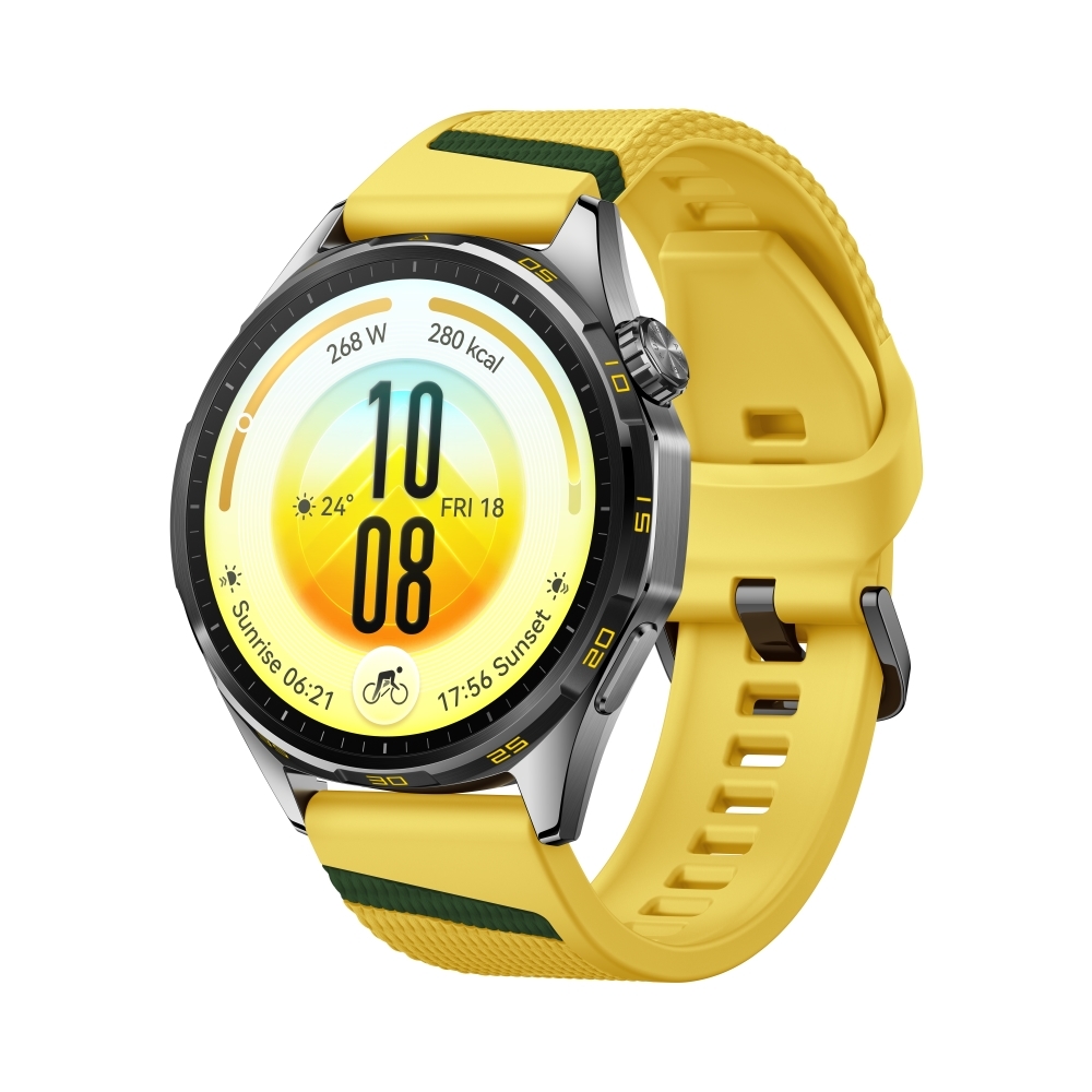 Смарт часовник Huawei Watch GT 7 Atum‑B39FY, жълто-зелена флуороеластомерна каишка + слушалки Huawei FreeBuds SE 4 ANC, бели