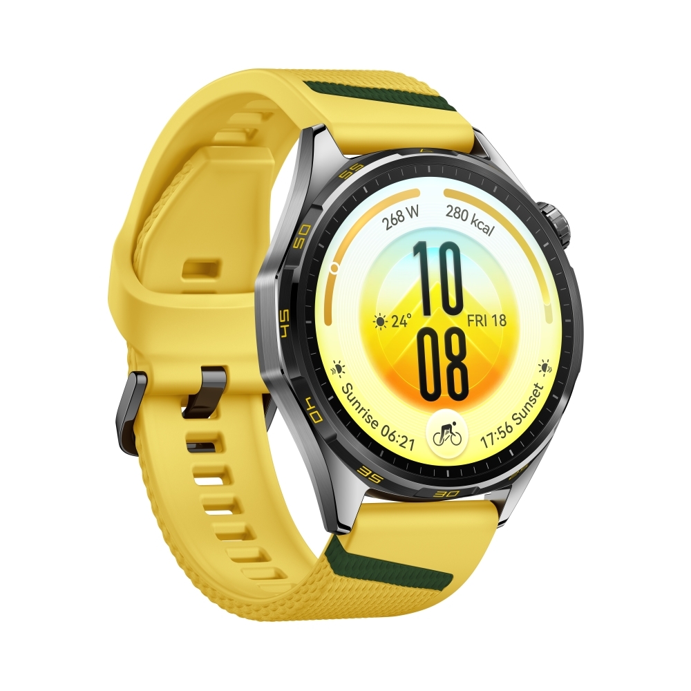 Смарт часовник Huawei Watch GT 7 Atum‑B39FY, жълто-зелена флуороеластомерна каишка + слушалки Huawei FreeBuds SE 4 ANC, бели