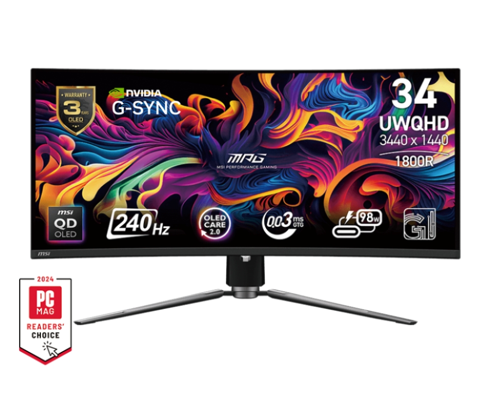 Монитор MSI MPG 341CQPX QD-OLED 3418 240Hz 003ms 3440x1440 UWQHD Curve Black