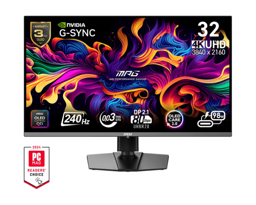 Monitor MSI MPG 322URX QD-OLED 315 240Hz 003ms 3840x2160 UHD Flat Black USB Hub