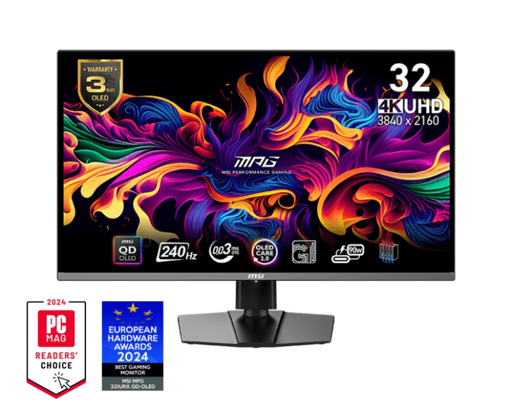MSI MPG 321URX QD‑OLED 31.5 240Hz 0.03ms 4K QD‑OLED USB‑C 90W Gaming Monitor