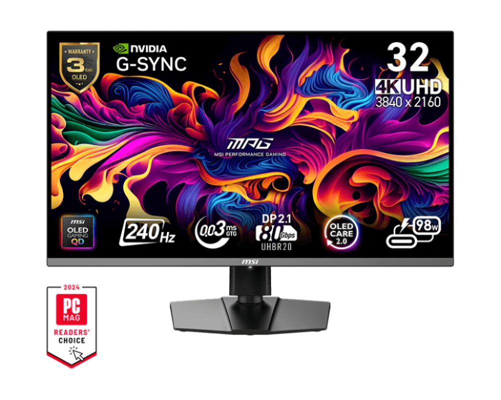 Monitor MSI MPG 322URX QD‑OLED, 31.5 OLED, 4K, 240Hz, 0.03 ms, G‑SYNC, FreeSync Premium Pro, Type‑C, DP, HDMI, USB hubmsi+1