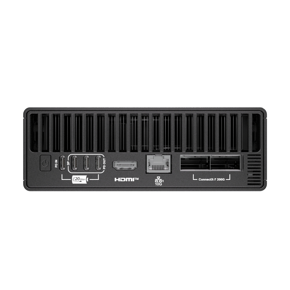 Компютър MSI EdgeXpert AI Supercomputer Nvidia GB10 Nvidia Blackwell GPU Arm 20-core CPU 1 petaFLOP AI Performance 128GB LPDDR5x 4TB PCIe Gen5 SSD NVIDIA DGX OS Ethernet 10GbE ConnectX-7 NIC 200Gbps