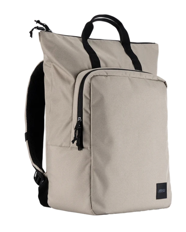 MSI Venture раница, за лаптоп до 16, front zipper storage bag, water-repellent, wear-resistant, moisture-bacteria proof, environmentally certification, Desert beige grey, 46 x 40 x 15 cm