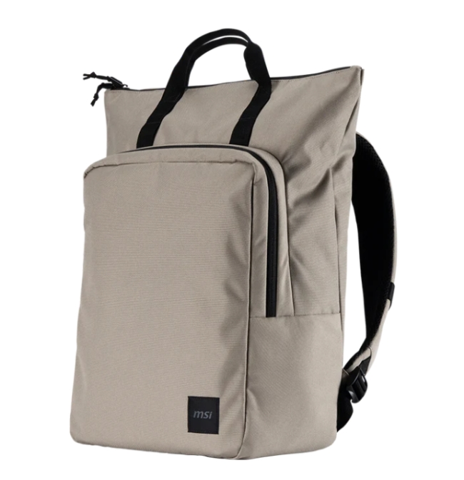 MSI Venture раница, за лаптоп до 16, front zipper storage bag, water-repellent, wear-resistant, moisture-bacteria proof, environmentally certification, Desert beige grey, 46 x 40 x 15 cm
