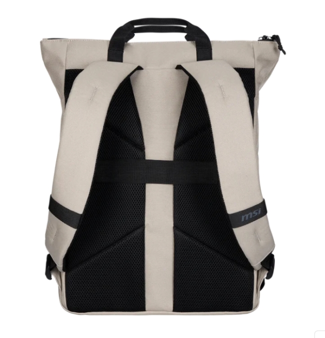 MSI Venture раница, за лаптоп до 16, front zipper storage bag, water-repellent, wear-resistant, moisture-bacteria proof, environmentally certification, Desert beige grey, 46 x 40 x 15 cm