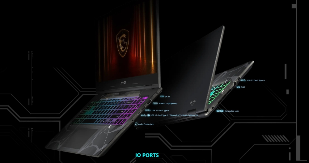 Gaming лаптоп MSI Cyborg 15 B13WEKG, i7-13620H (10C/16T, up to 4.90GHz, 24 MB), GeForce RTX 5050 8GB GDDR7 440 AI TOPS, 15.6 FHD (1920x1080), 144Hz, IPS-Level, 16GB DDR5 5200MHz, 512GB PCIe Gen4x4 SSD, WiFi 6E, BT 5.3, 4 Zone RGB Kbd, NO OS, 55.2Whr