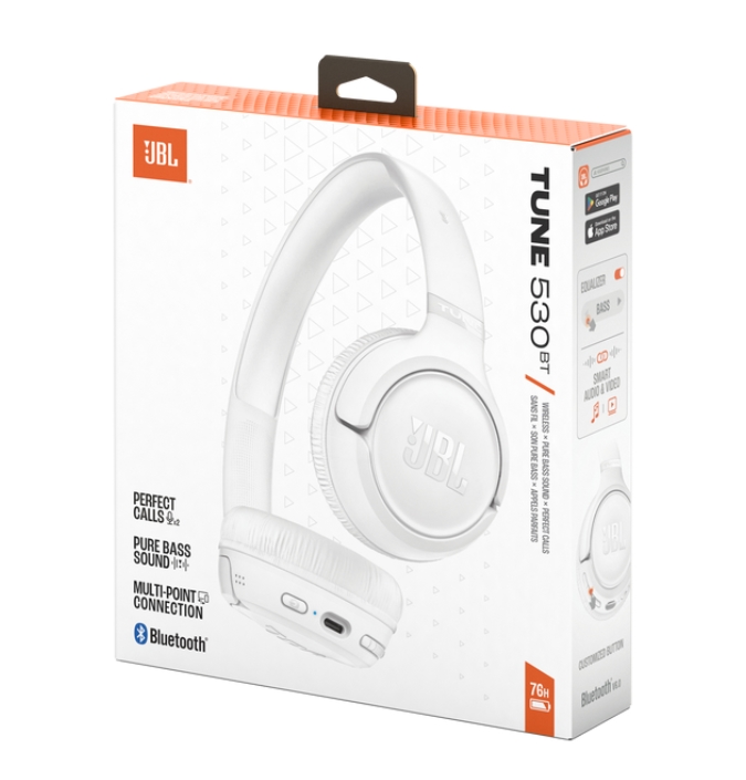 Слушалки JBL TUNE 530BT WHT безжични on‑ear Bluetooth