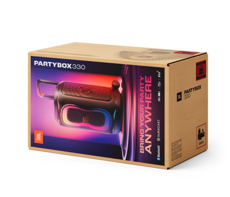 Bluetooth парти колонка JBL PartyBox 330, AI Sound Boost, светлинни ефекти