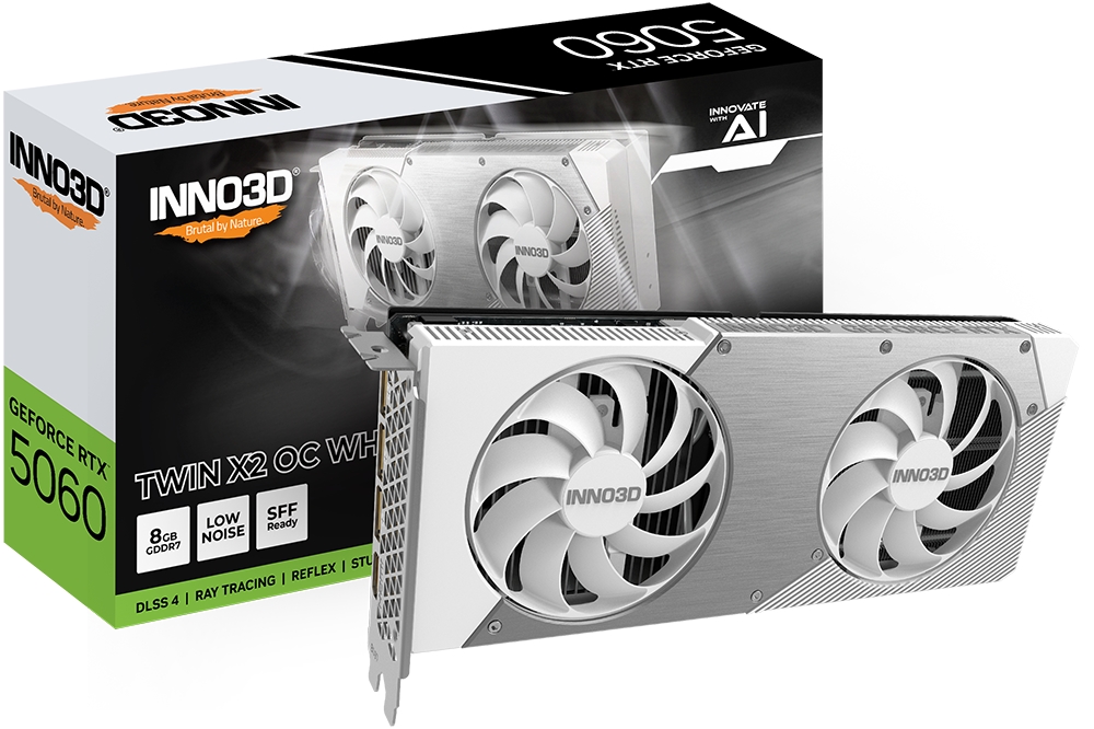 Видео карта Inno3D GeForce RTX 5060 8GB GDDR7 Twin X2 OC White