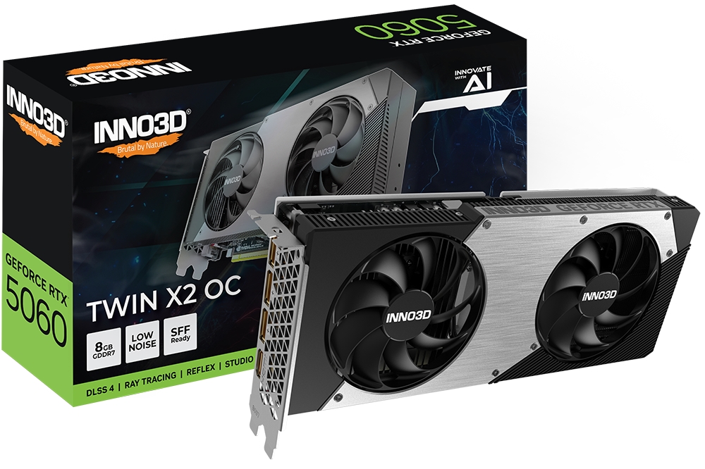 Видео карта Inno3D GeForce RTX 5060 8GB GDDR7 Twin X2 OC