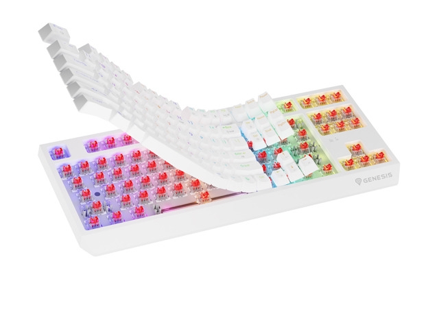 Gaming безжична клавиатура Genesis Thor 230 TKL US White RGB Mechanical Outemu Red