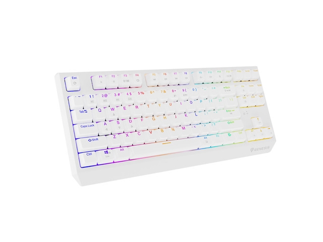 Gaming безжична клавиатура Genesis Thor 230 TKL US White RGB Mechanical Outemu Red