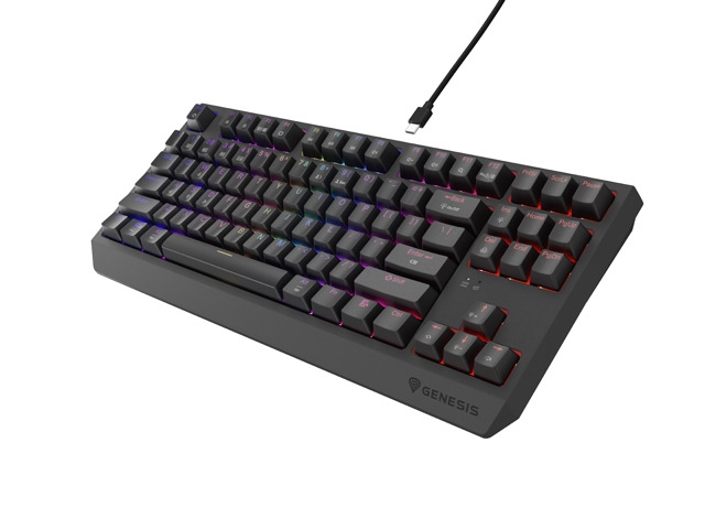 Gaming wireless keyboard Genesis Thor 230 TKL US Black RGB Mechanical Outemu Silent Lemon