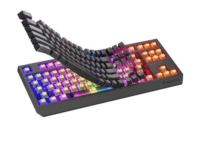 Gaming wireless keyboard Genesis Thor 230 TKL US Black RGB Mechanical Outemu Silent Lemon