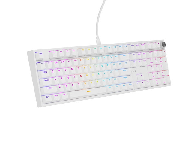 Гейминг клавиатура Genesis Thor 404 White RGB Gateron Peach Silent US Layout