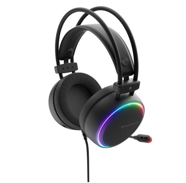 Геймърски слушалки Genesis Neon 614, микрофон, RGB подсветка, USB, черни
