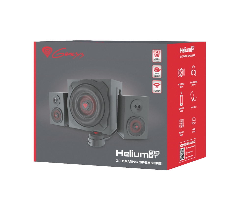 Гейминг колонки Genesis Helium 610BT 60W Wired, Black