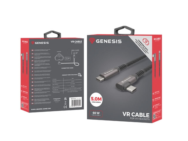 Gaming кабел Genesis USB-C M/M 3.1 GEN 2, 10GB/S PD60W VR, 5m, Black