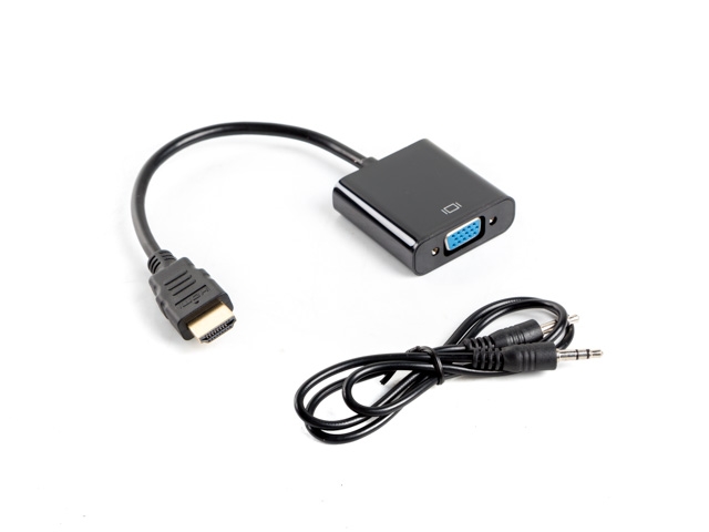 Адаптер Lanberg HDMI-A -> VGA (f) + minijack 3.5mm (f), 20cm