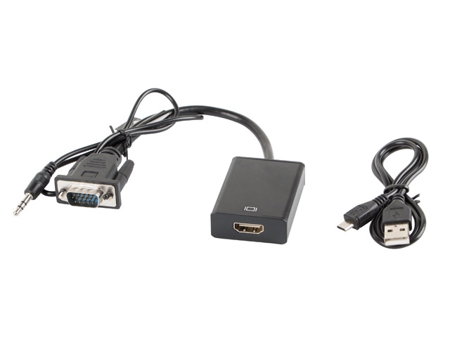 Адаптер Lanberg VGA (f) + audio 3.5mm jack -> HDMI (m)