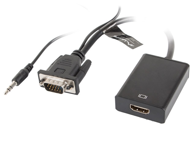 Адаптер Lanberg VGA (f) + audio 3.5mm jack -> HDMI (m)