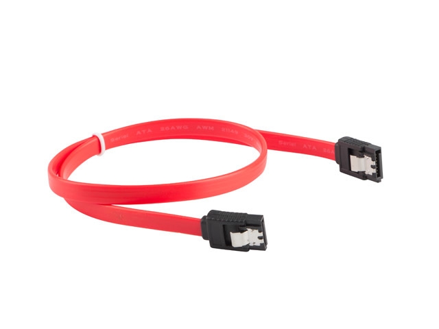 Кабел Lanberg SATA DATA II (3GB/S) F/F 50cm metal clips, red