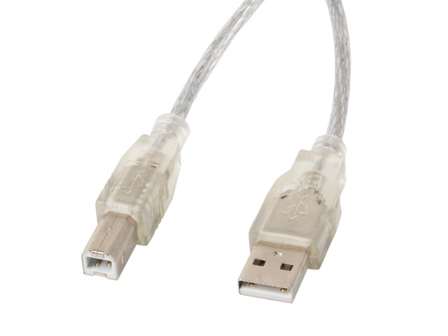USB кабел Lanberg  USB-A (M) -> USB-B (M) 2.0 1.8m, transparent ferrite