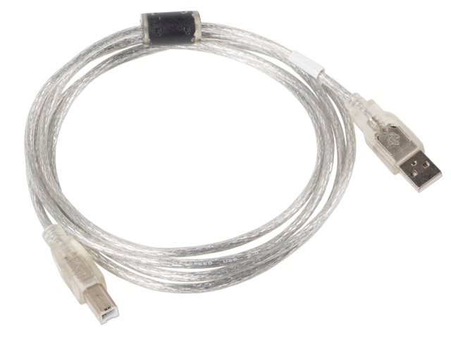 USB кабел Lanberg  USB-A (M) -> USB-B (M) 2.0 1.8m, transparent ferrite
