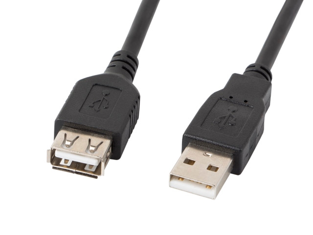 Usb cable lanberg usb 2.0 am-af 2.0, 3m, black