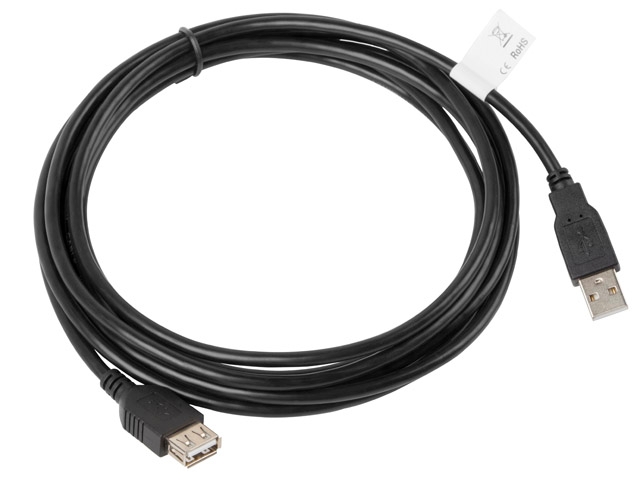 Usb cable lanberg usb 2.0 am-af 2.0, 3m, black