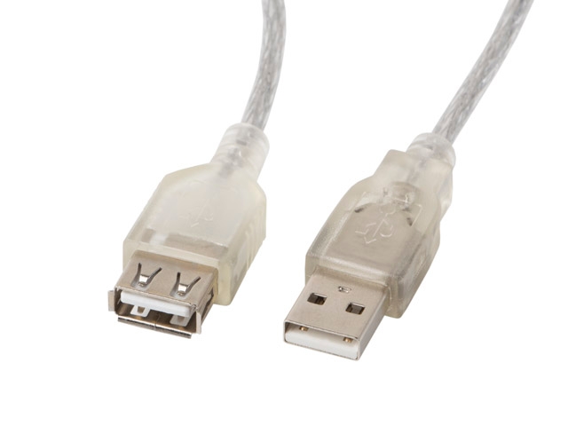 USB cable Lanberg extension cable USB 2.0 AM-AF,  1.8m, transparent ferrite