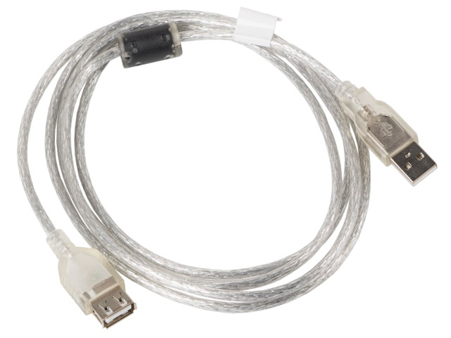 USB cable Lanberg extension cable USB 2.0 AM-AF,  1.8m, transparent ferrite