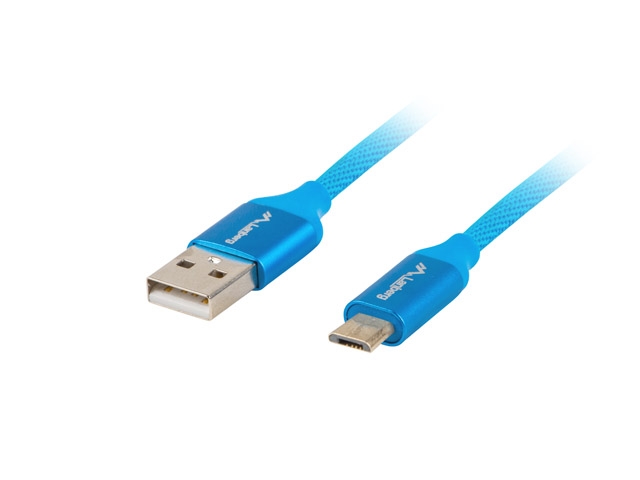 Кабел Lanberg USB MICRO-B -> USB-A 2.0 1m, blue premium QC 3.0