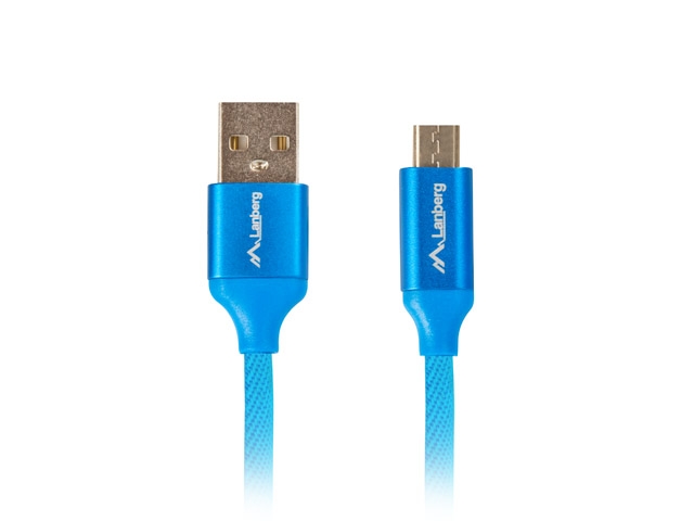 Кабел Lanberg USB MICRO-B -> USB-A 2.0 1m, blue premium QC 3.0