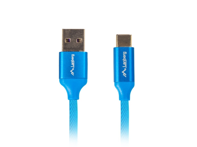 Кабел Lanberg USB-C(M) ->  USB-A 2.0 1.8m, blue QC 3.0 premium