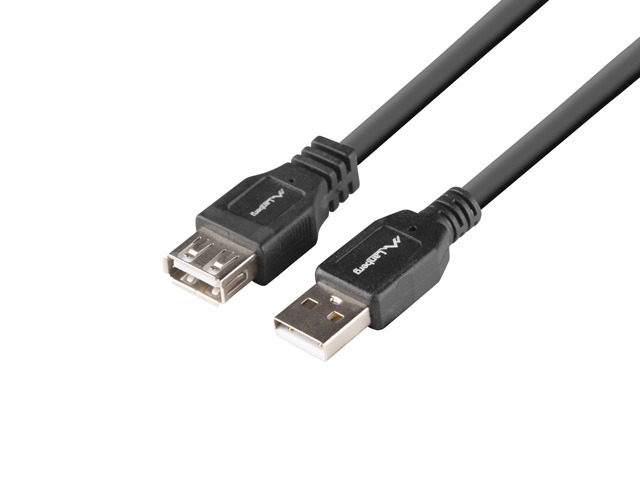 USB кабел Lanberg extension USB-A M/F 2.0, 1.8m, box, black