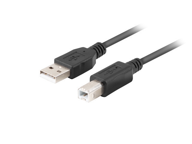 USB кабел Lanberg Cable USB-A(M)->USB-B(M) 2.0 Ferrite 1.8m Box Black