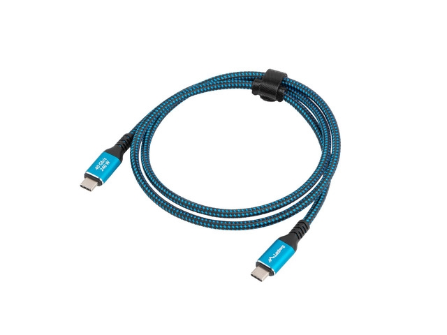 USB cable Lanberg USB-C M/M 4.0 cable 1m 240w 8k 60hz black-blue