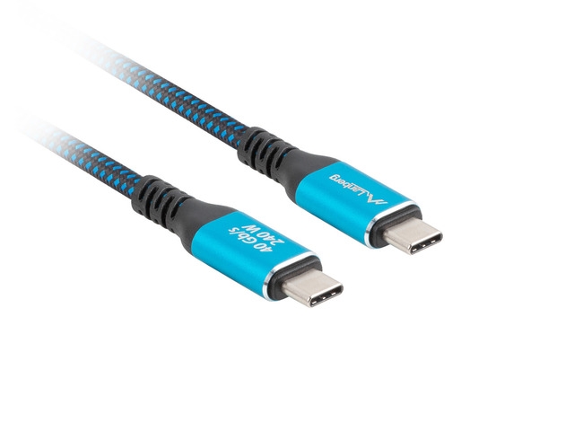 USB cable Lanberg USB-C M/M 4.0 cable 1m 240w 8k 60hz black-blue