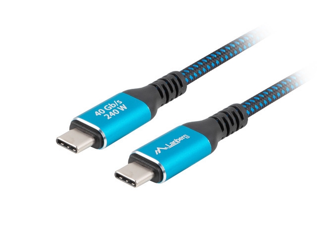 USB кабел Lanberg USB-C M/M 4.0 cable 2m 240w 8k 60hz black-blue