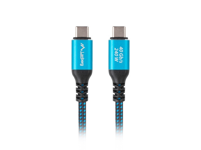 USB кабел Lanberg USB-C M/M 4.0 cable 2m 240w 8k 60hz black-blue